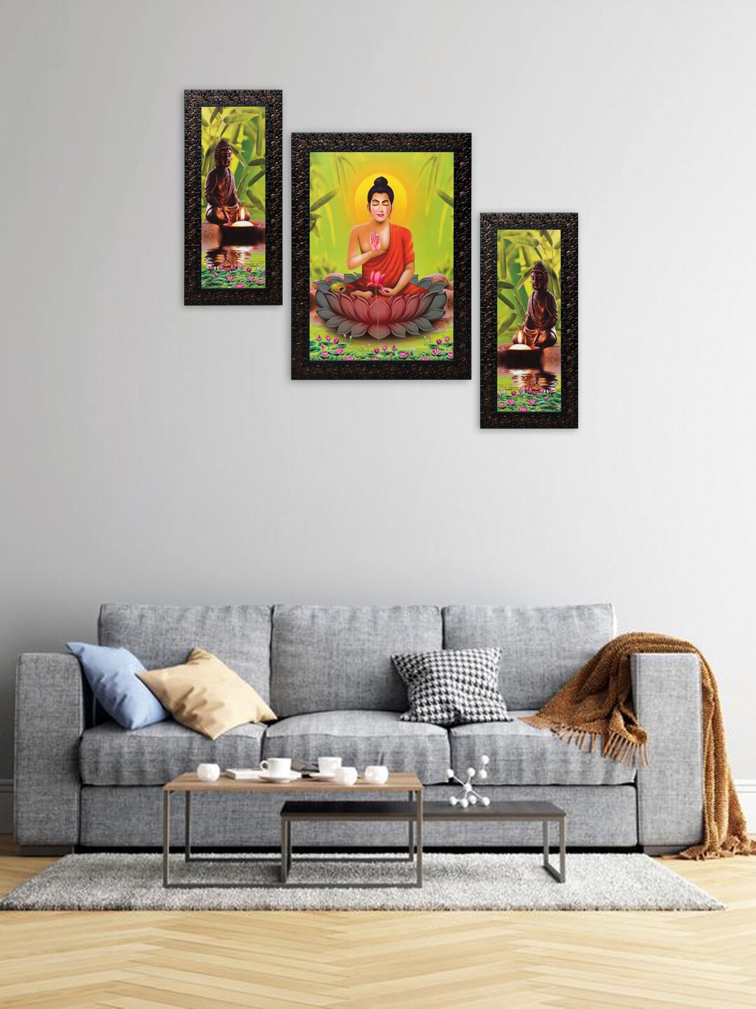 Indianara Set of 3 Ganesha Framed Art Print, Multi