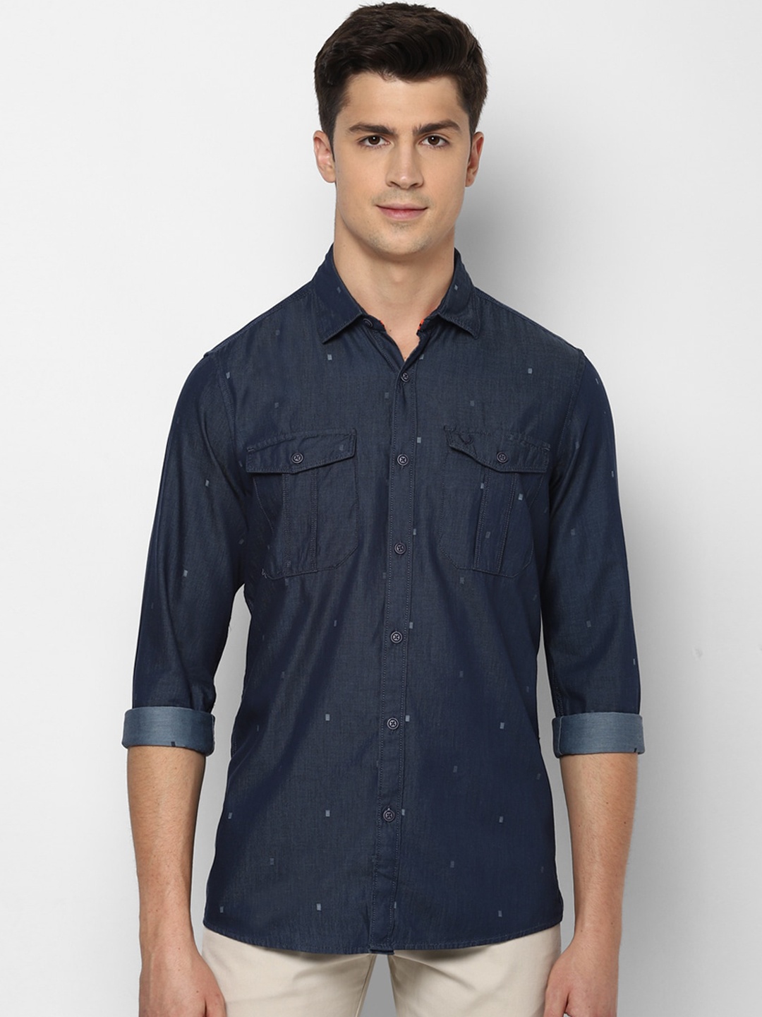 

Allen Solly Sport Men Navy Blue Regular Fit Printed Casual Shirt