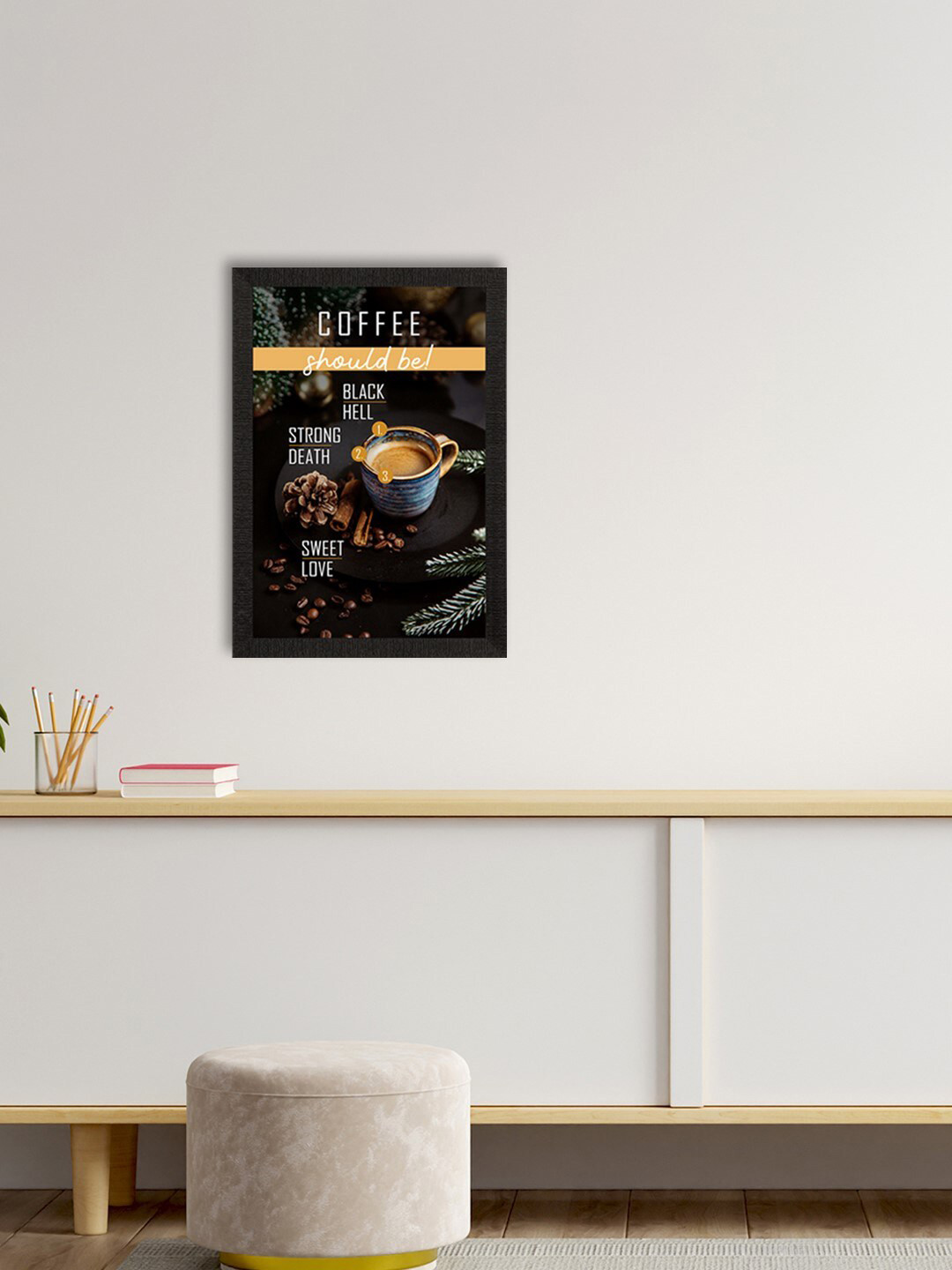 

eCraftIndia Coffee Brown & Black Coffee Theme Satin Matt Textured UV Art Painting
