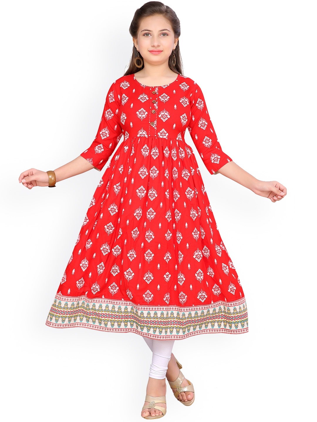 

Aarika Girls Red Printed Kurta