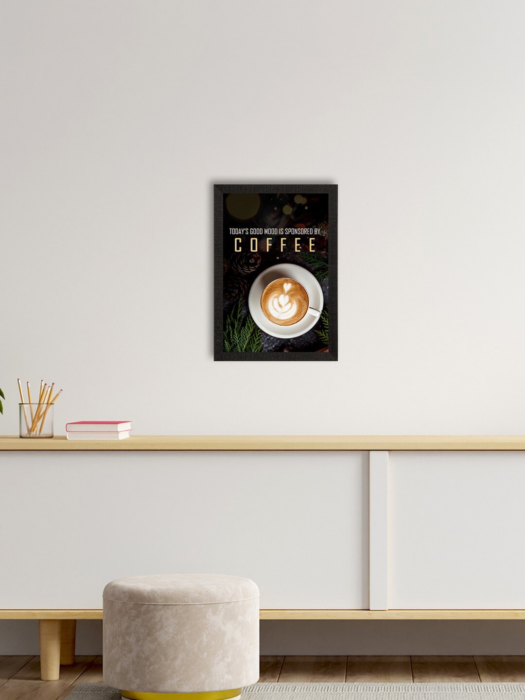 

eCraftIndia Black & White Coffee Quote Satin Matte Texture UV Wall Painting