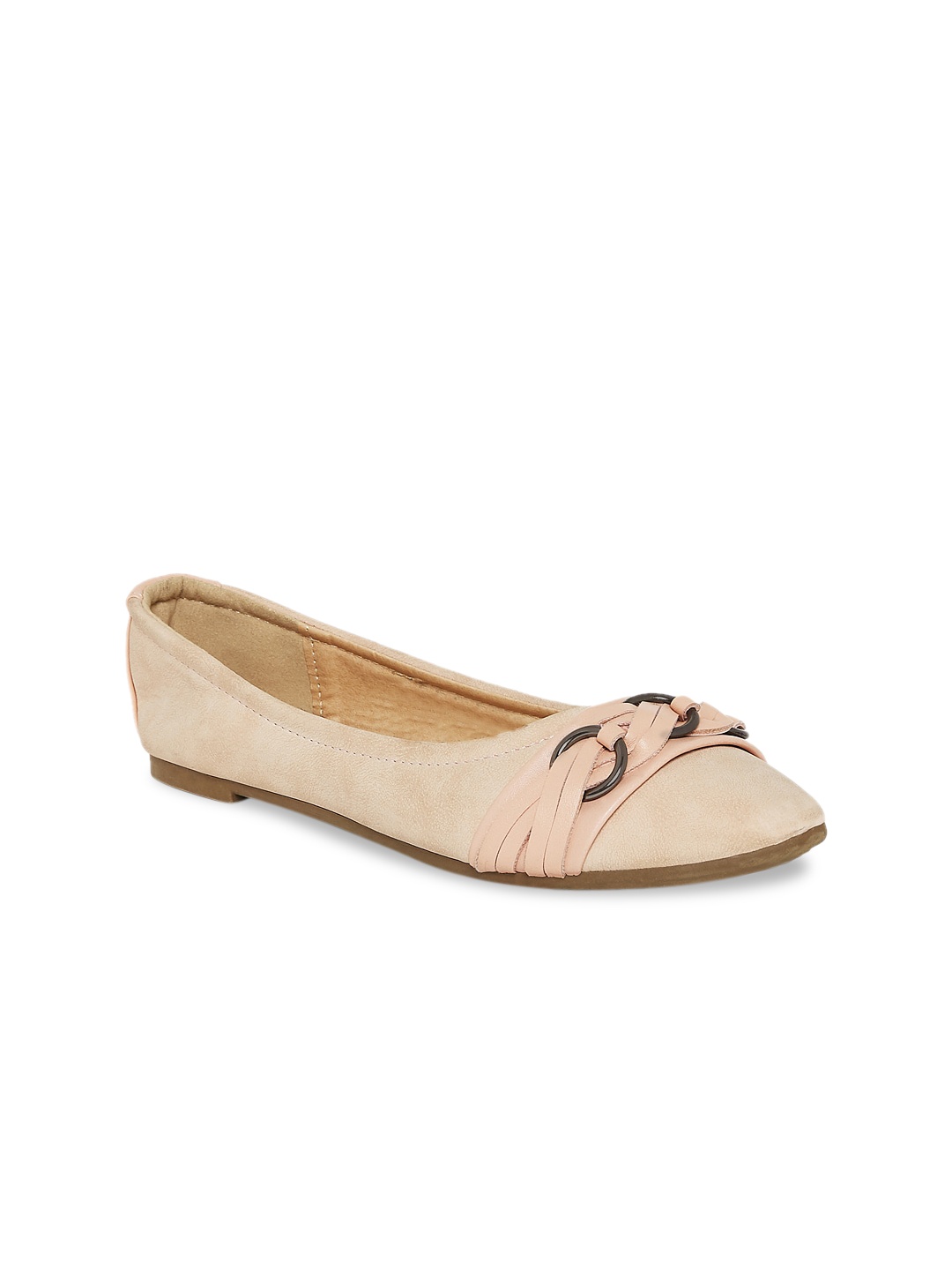 

Forever Glam by Pantaloons Women Pink Embellished Leather Ballerinas