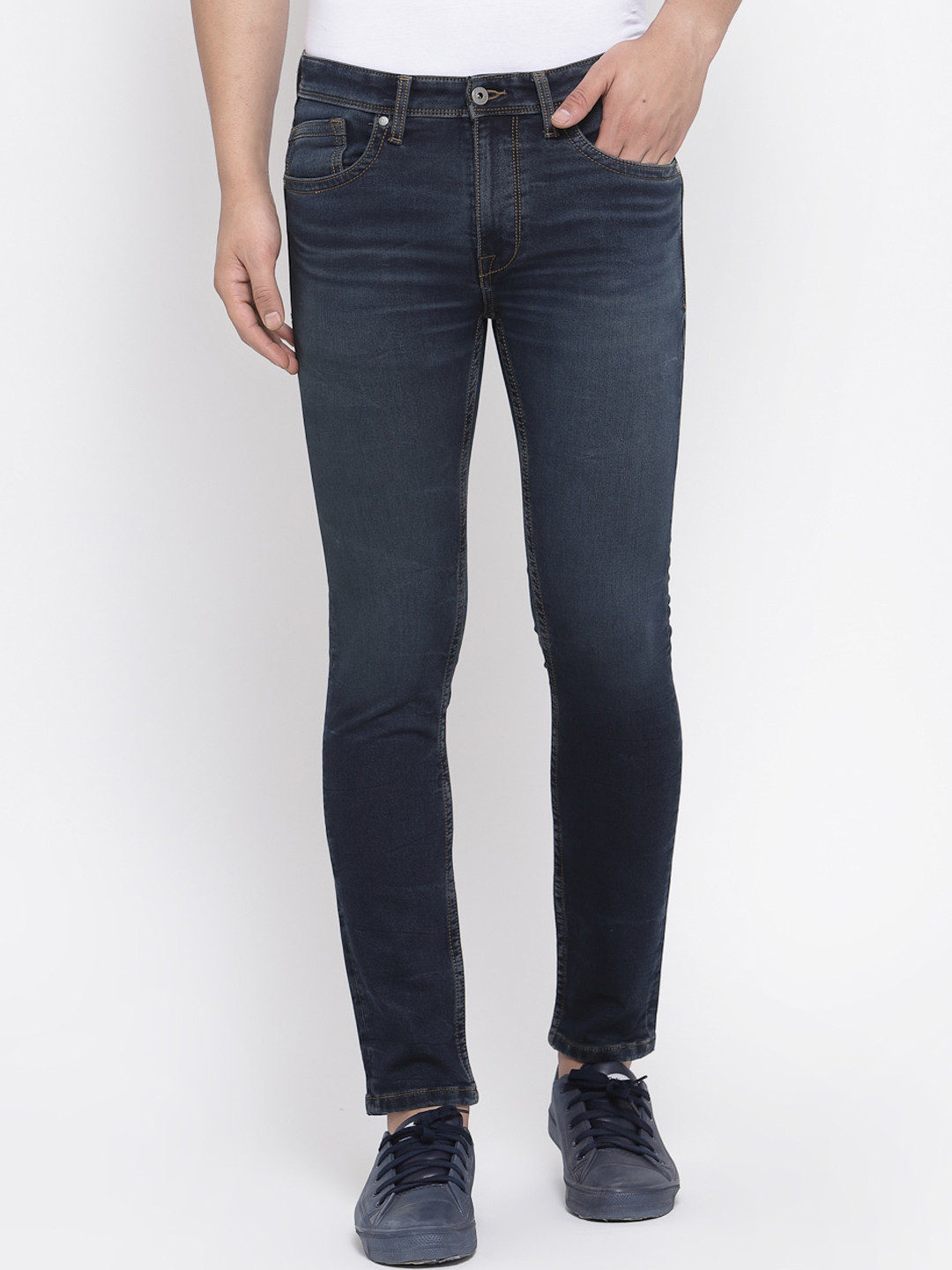 

Pepe Jeans Men Navy Blue Tapered Fit Low-Rise Light Fade Stretchable Jeans