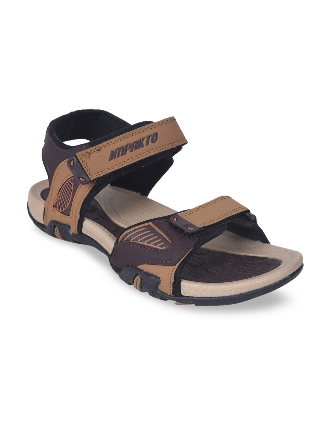 

IMPAKTO Men Brown Solid Sports Sandals