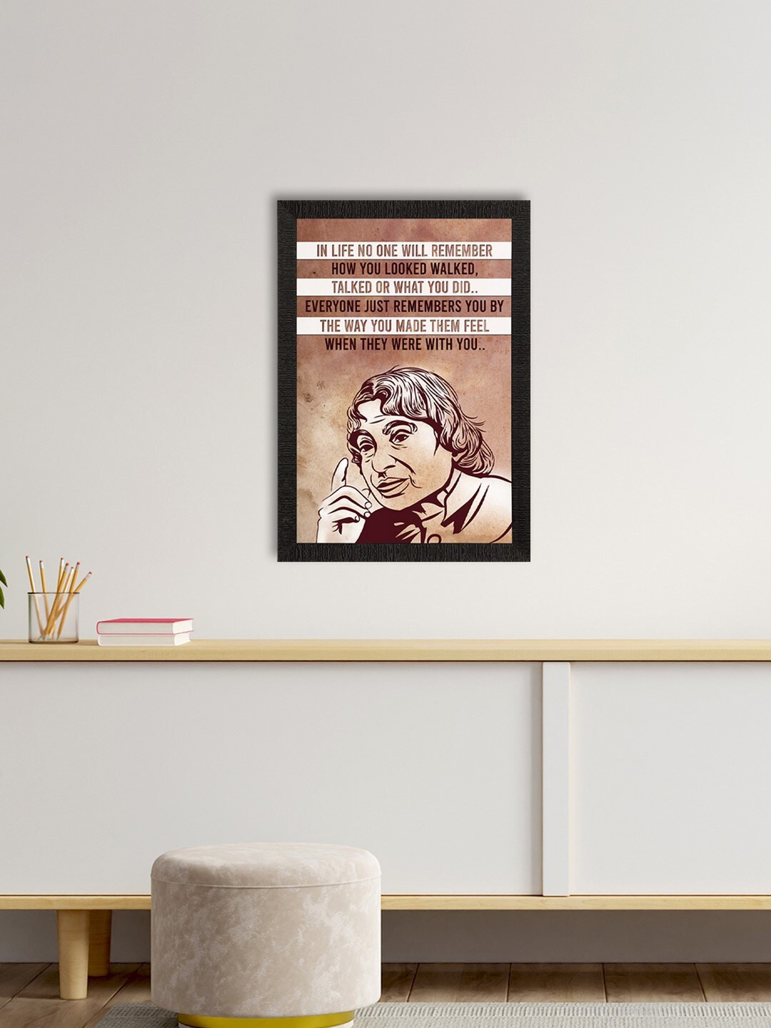 

eCraftIndia Brown & Black In life No One Will Remember A.P.J Abdul Kalam Painting