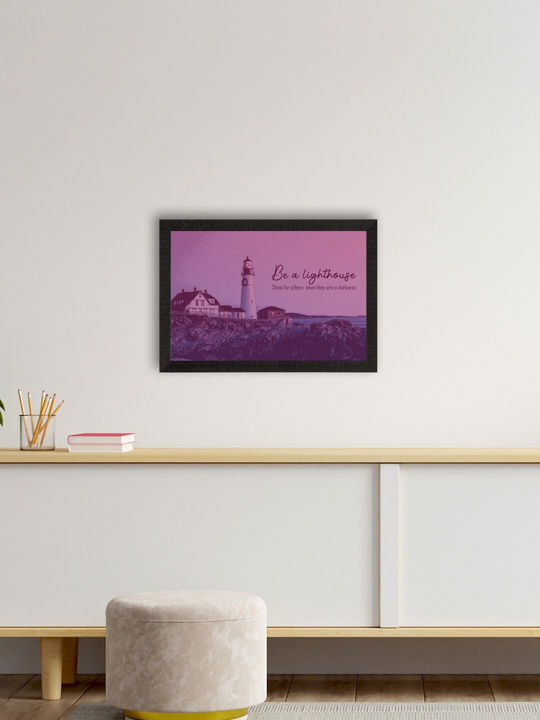 

eCraftIndia Purple & Black Seaside Lighthouse Scenic View Satin Matte Wall Art