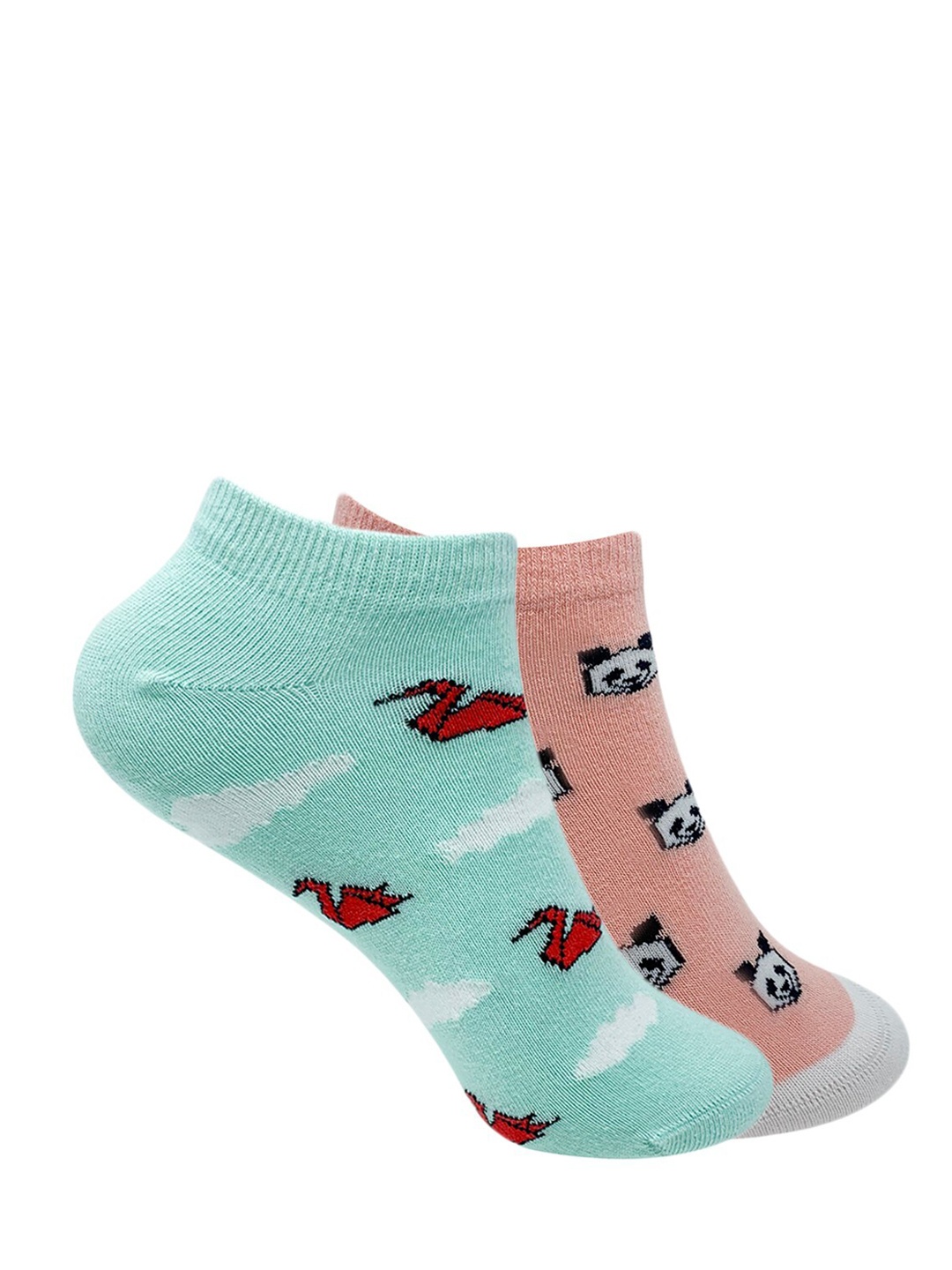 

Mint & Oak Women Pack Of 2 Patterned Ankle-Length Socks, Turquoise blue