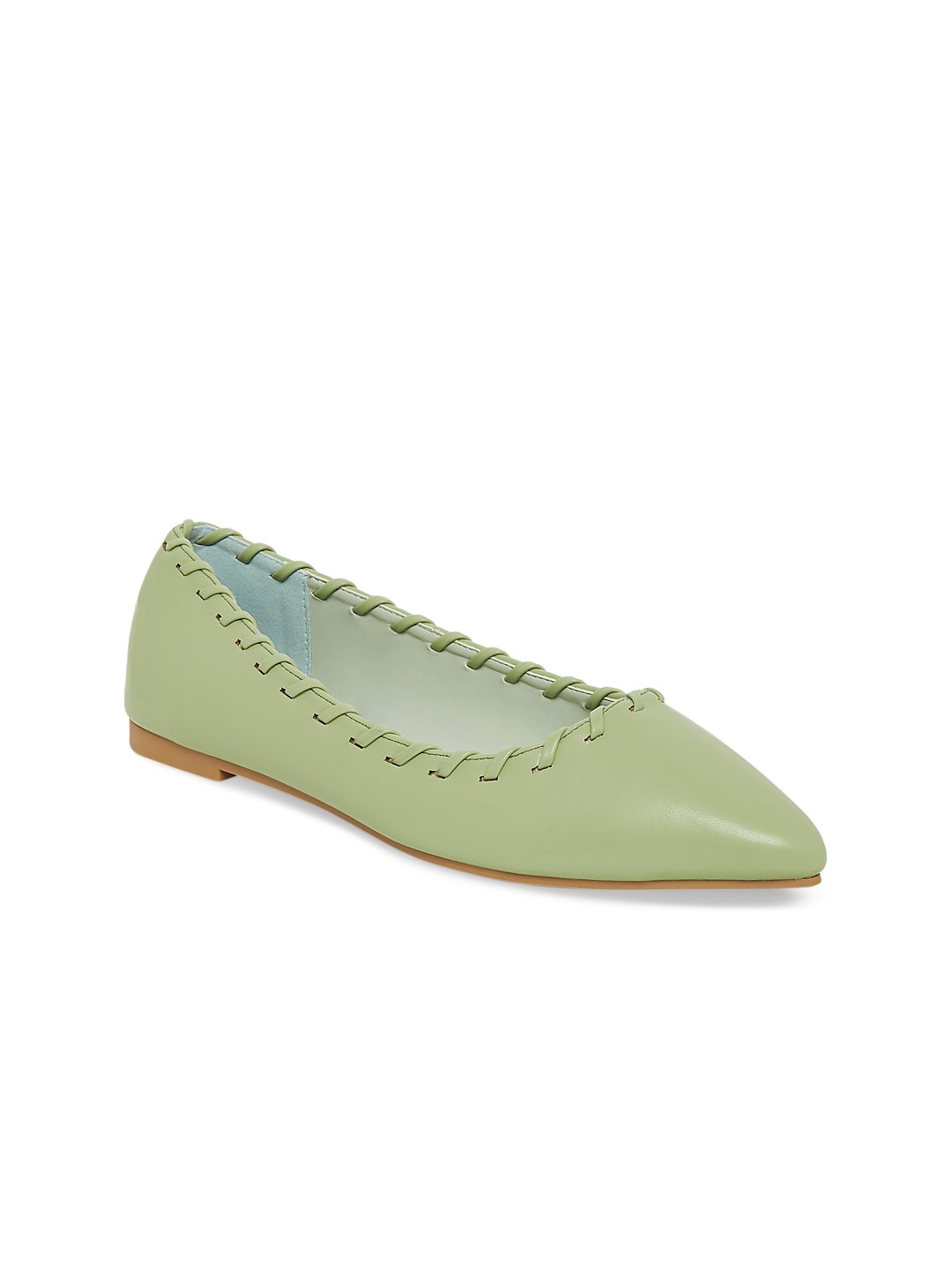 

Forever Glam by Pantaloons Women Green Leather Ballerinas
