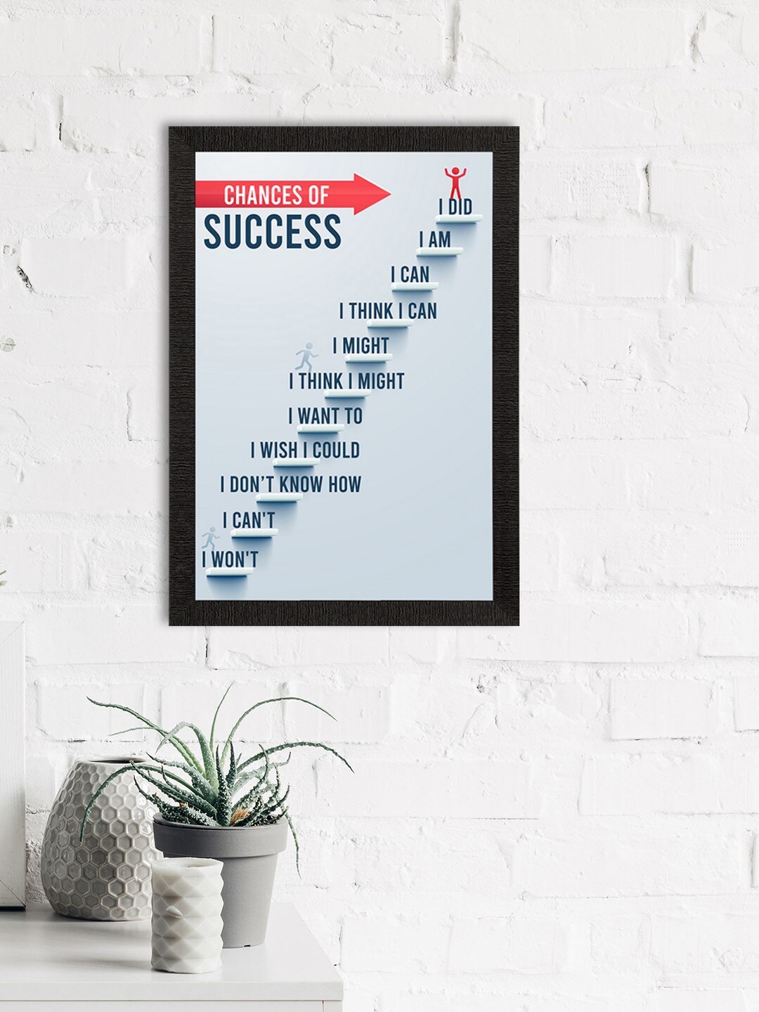 

eCraftIndia Blue & Coral Chances of Success Motivational Quote Satin Matt Texture UV Art Painting