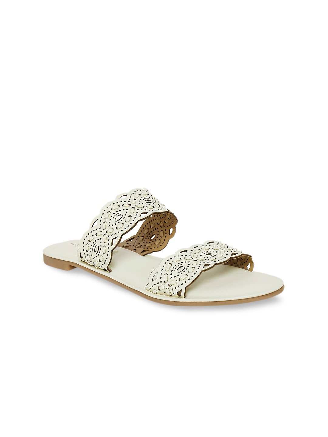 

Forever Glam by Pantaloons Women White Leather Open Toe Flats