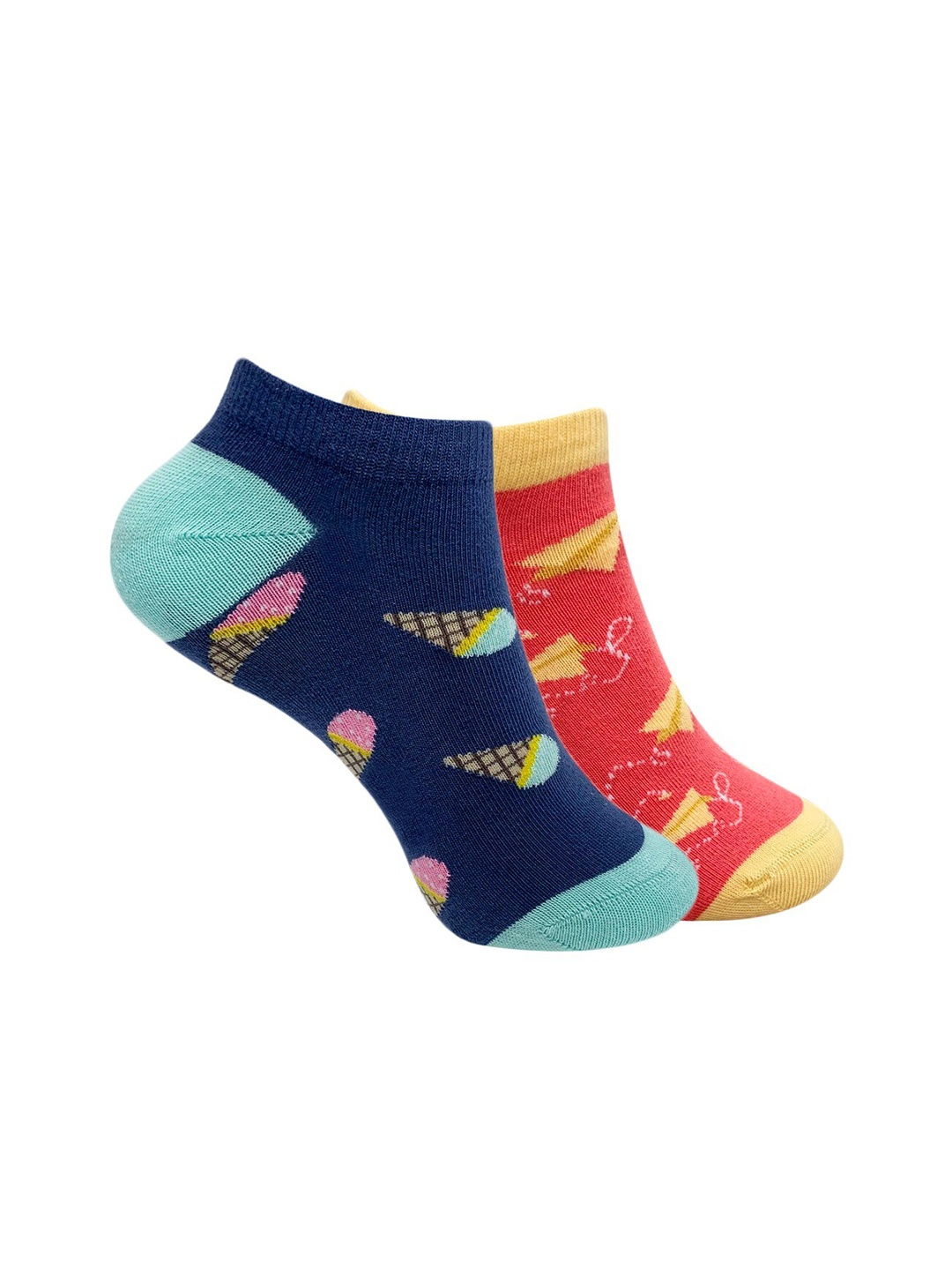 

Mint & Oak Women Pack Of 2 Patterned Ankle-Length Socks, Navy blue