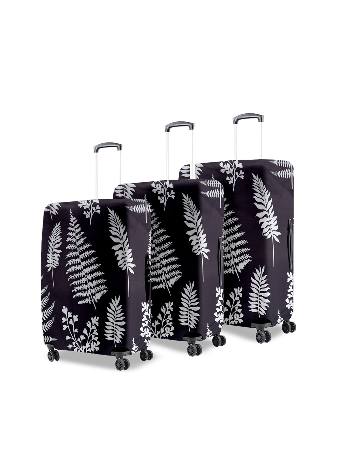 Cortina Set Of 3 Black Printed Trolley Bags