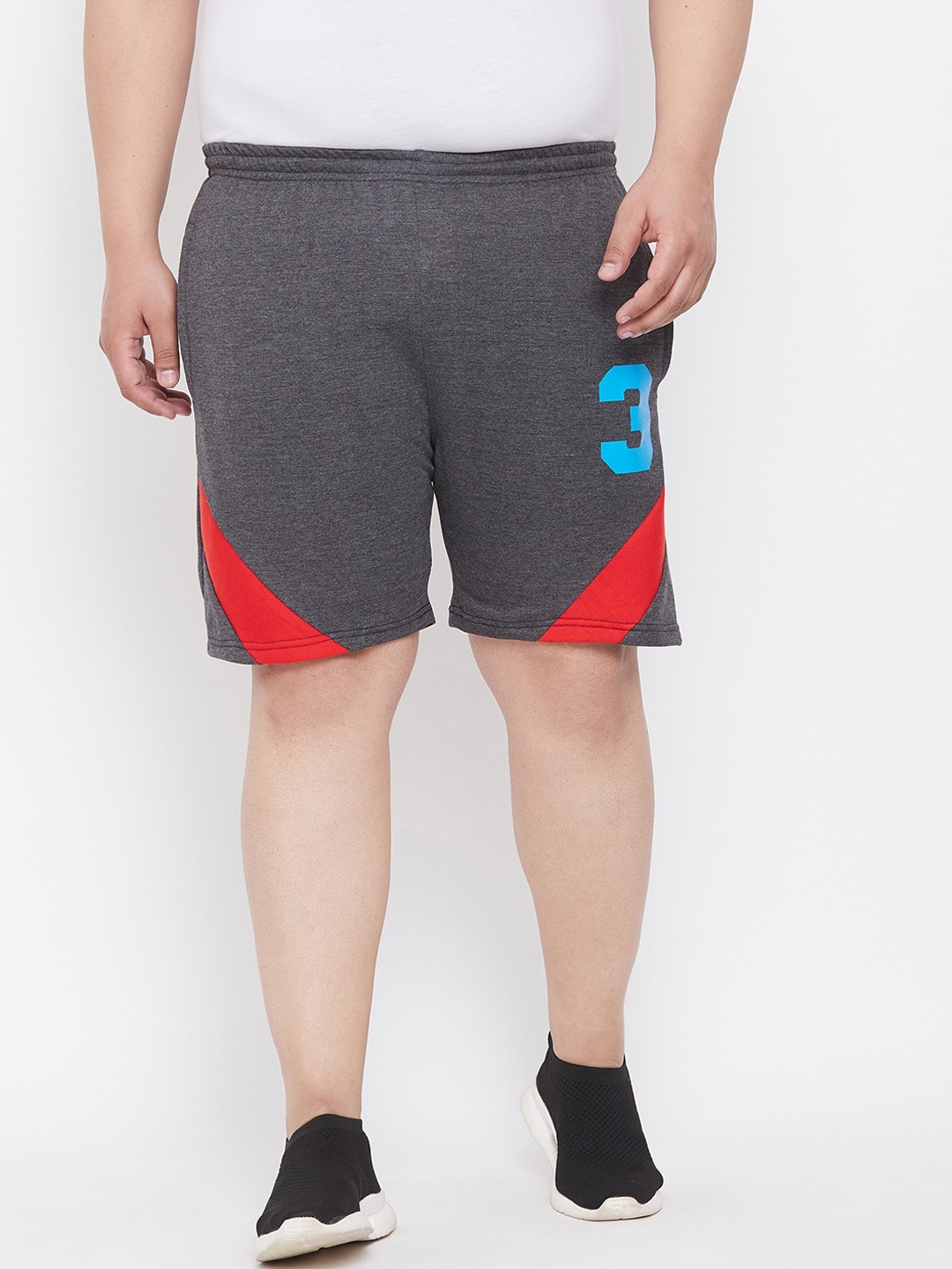

bigbanana Men Grey Colourblocked Regular Fit Cotton Shorts