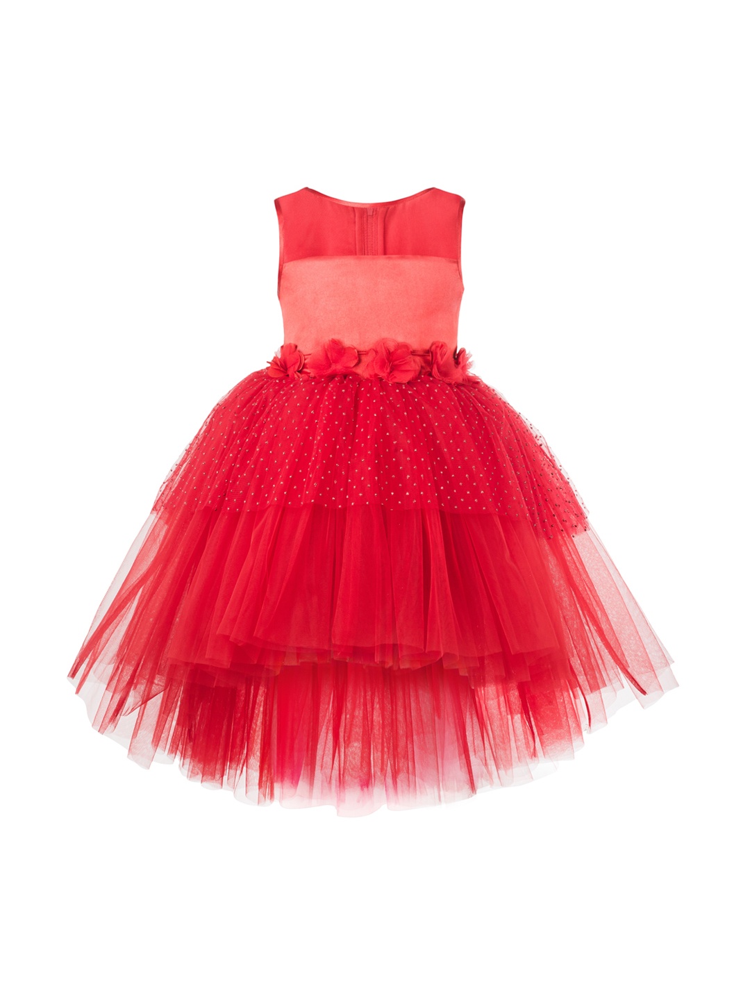 

Toy Balloon kids Girls Red Embellished Net Fit & Flare Dress
