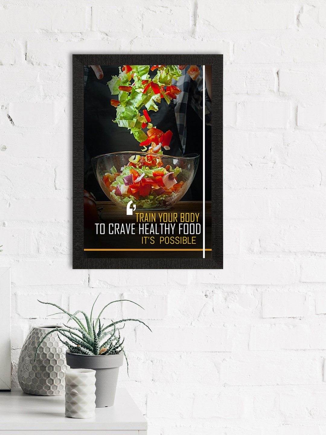 

eCraftIndia Black & Red Train Your Body Motivational Quote Satin Matt Texture UV Art Painting