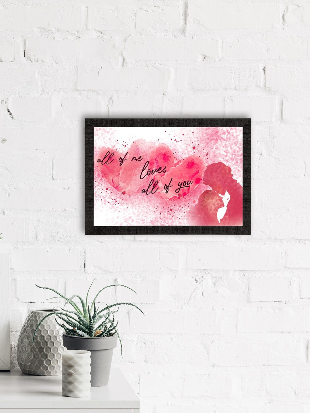 

eCraftIndia Pink & White Valentine Theme Satin Matte Texture UV Wall Painting