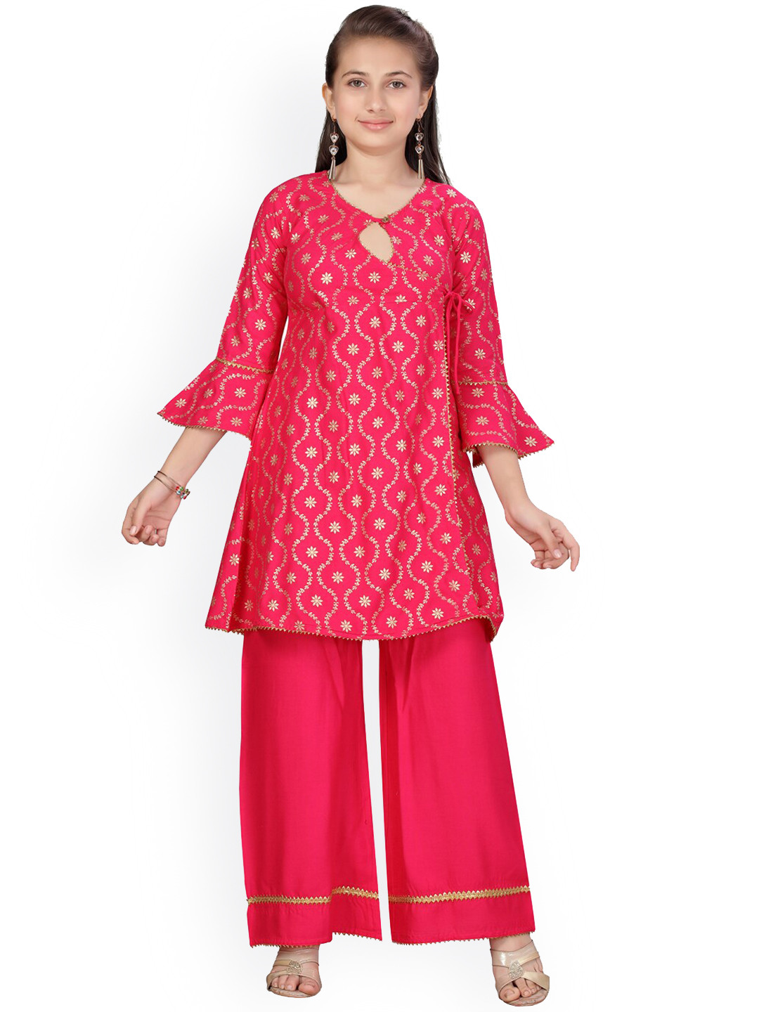 

Aarika Girls Pink Printed Kurta with Palazzos