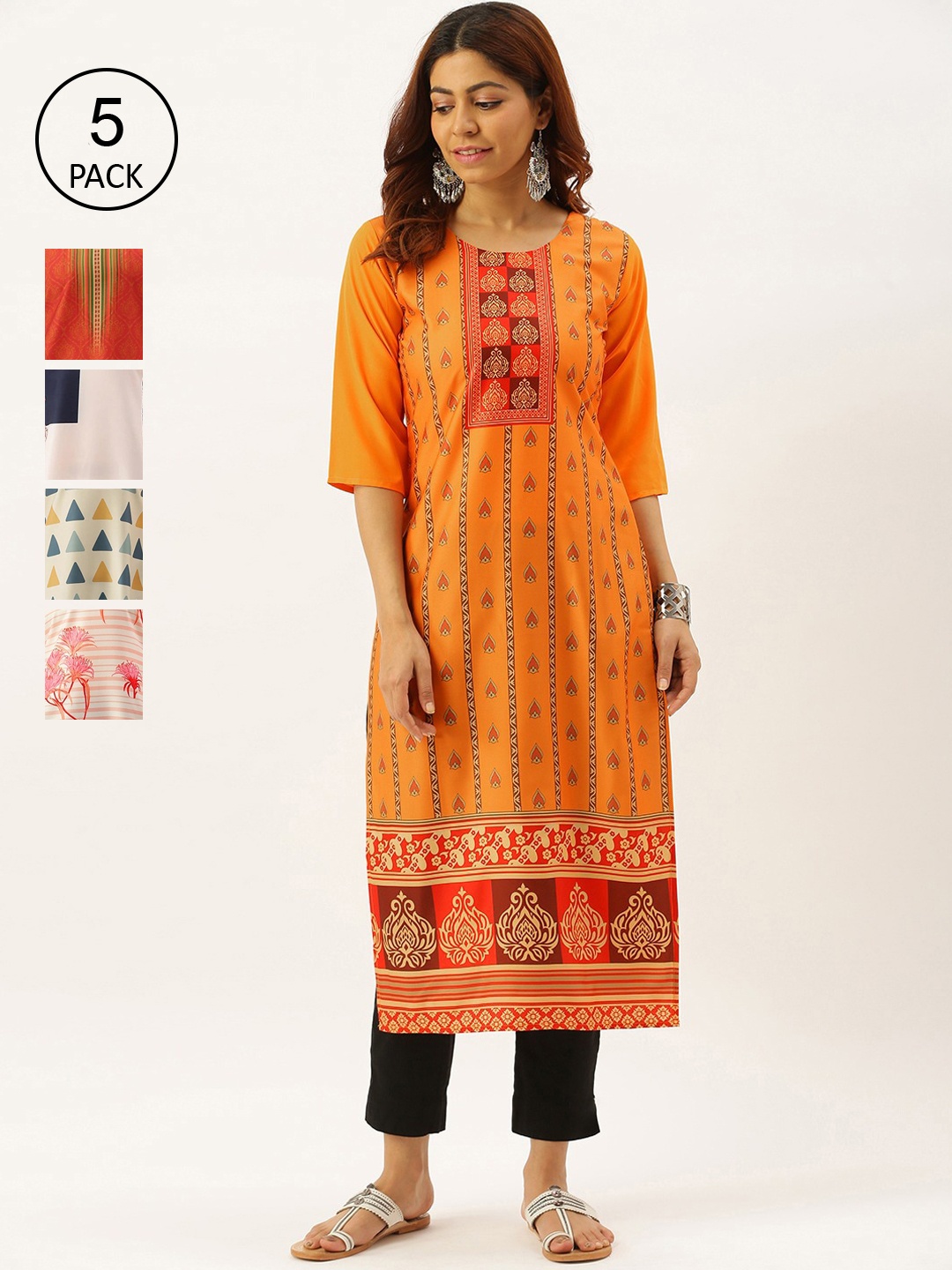 

7Threads Women Pack Of 2 Ethnic Motifs Printed Kurta, Multi