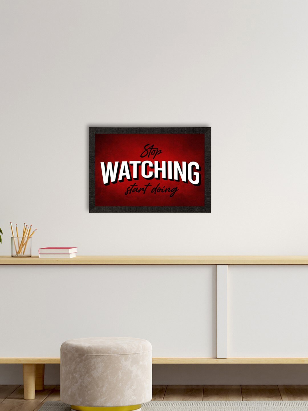

eCraftIndia Red & White Motivational Quote Satin Matte Texture UV Wall Painting