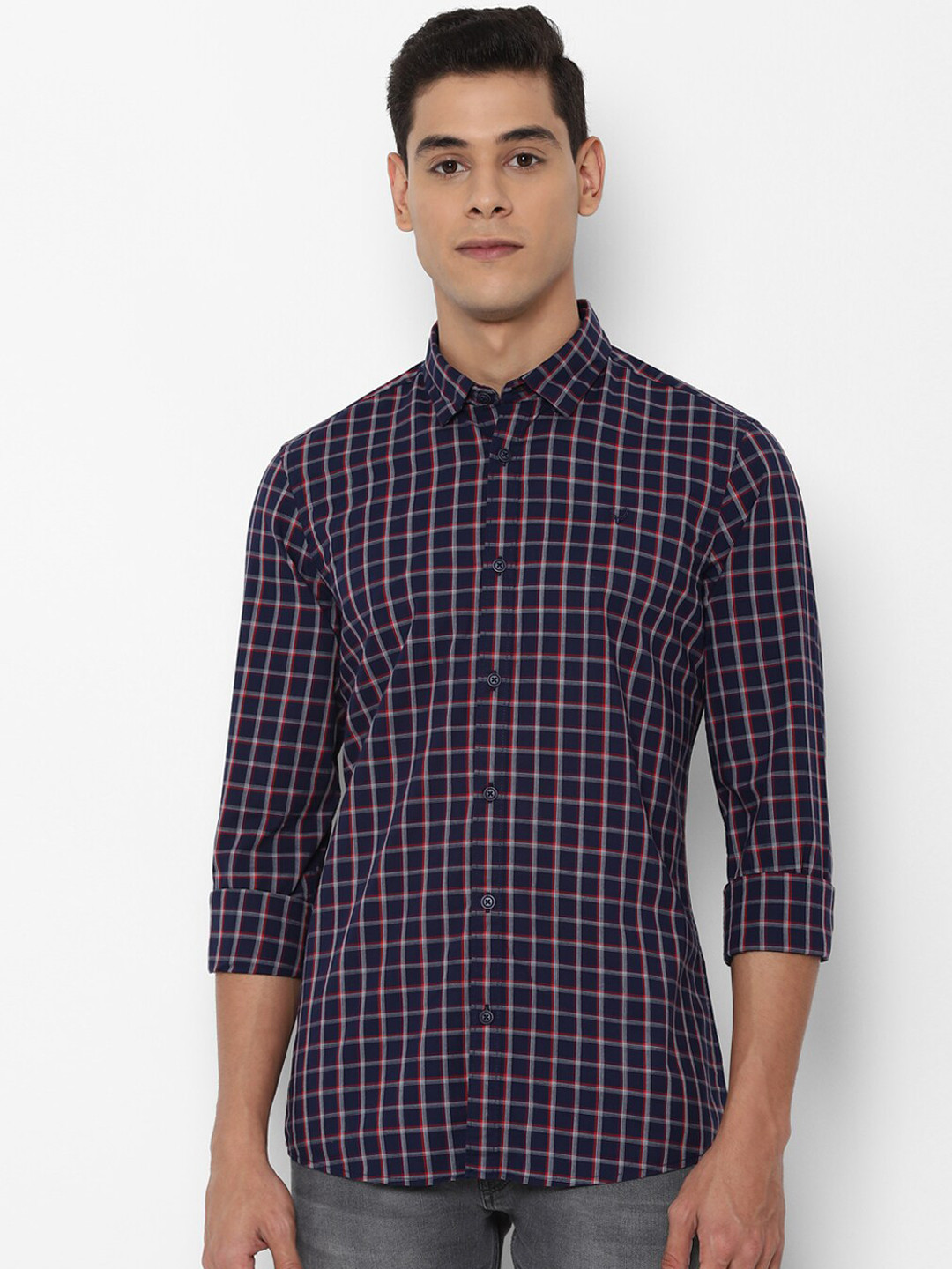 

Allen Solly Sport Men Navy Blue Regular Fit Checked Casual Shirt