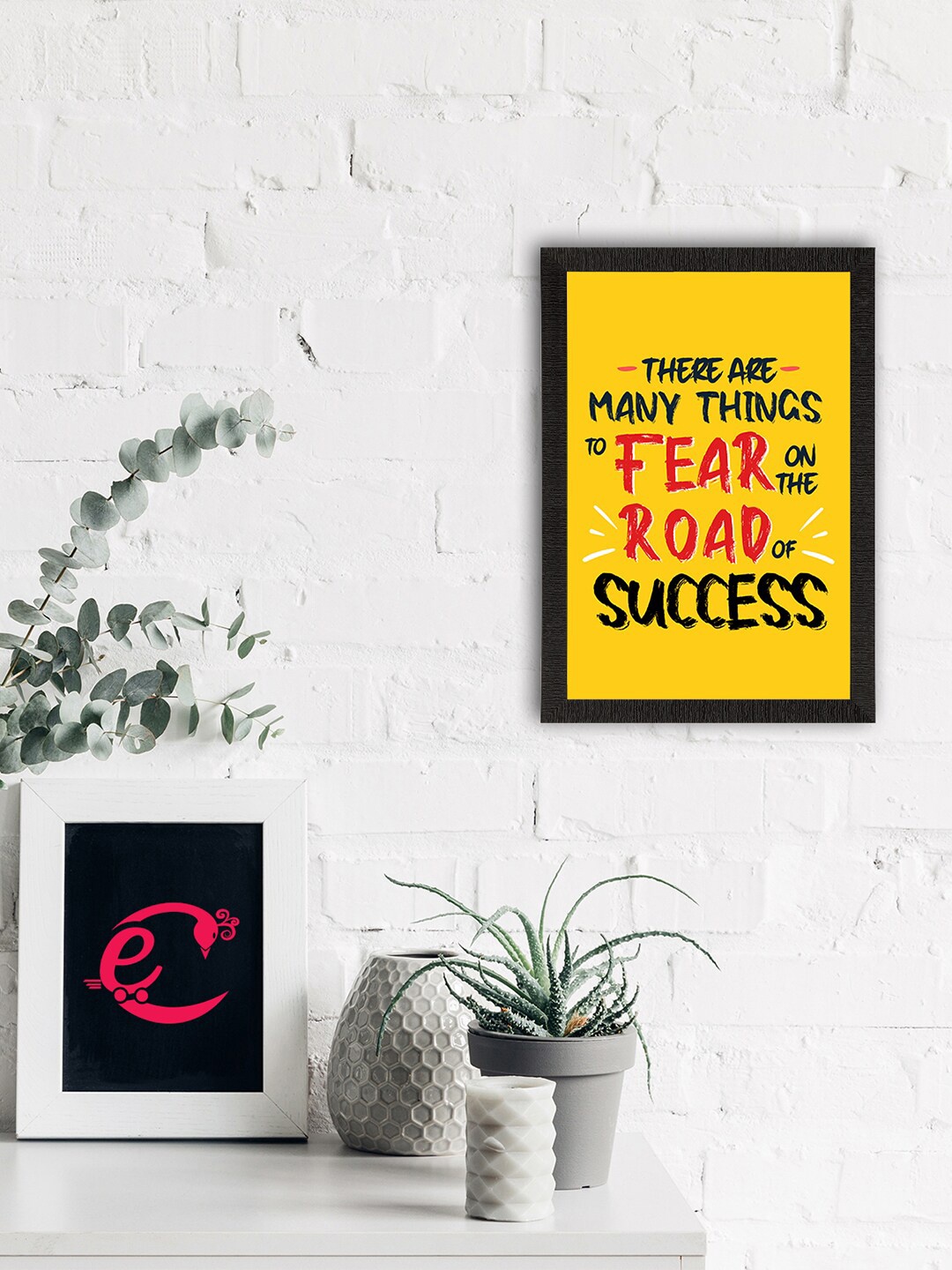 

eCraftIndia Yellow & Black Motivational Quote Satin Matte Texture UV Wall Painting