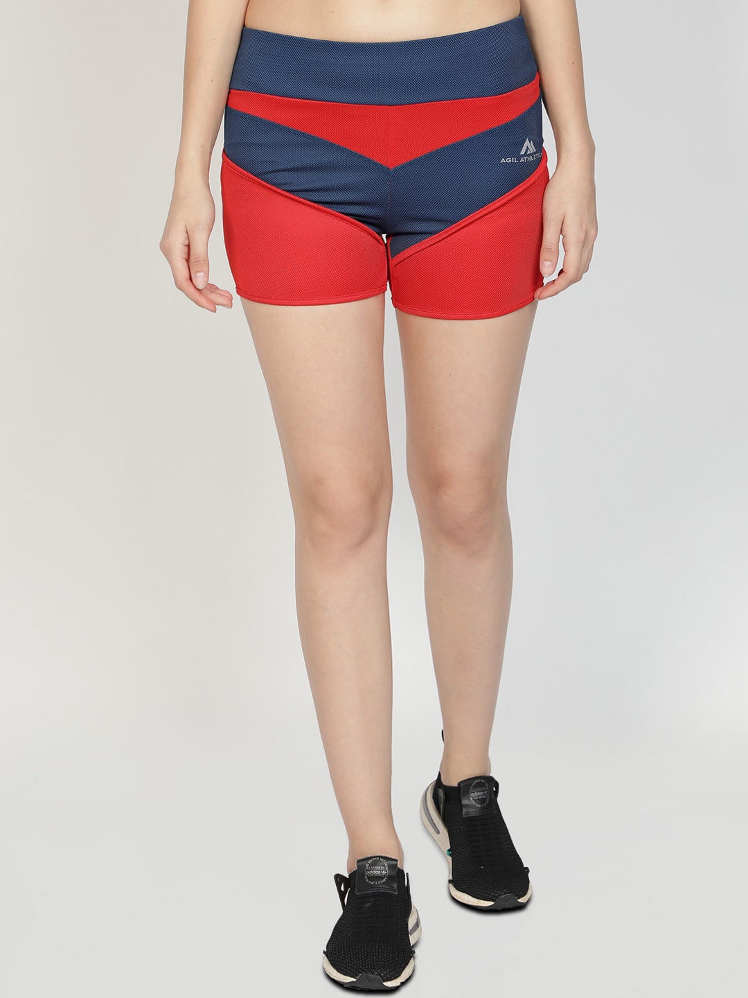 

AGIL ATHLETICA Women Blue Colourblocked Regular Fit Sports Shorts