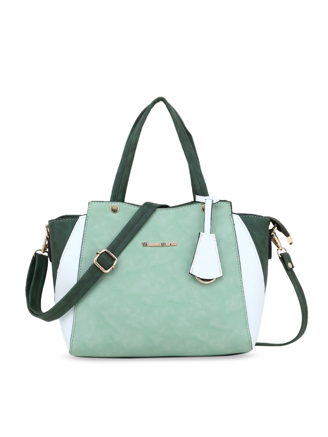 WOMEN MARKS Women Green Colourblocked Handheld Bag