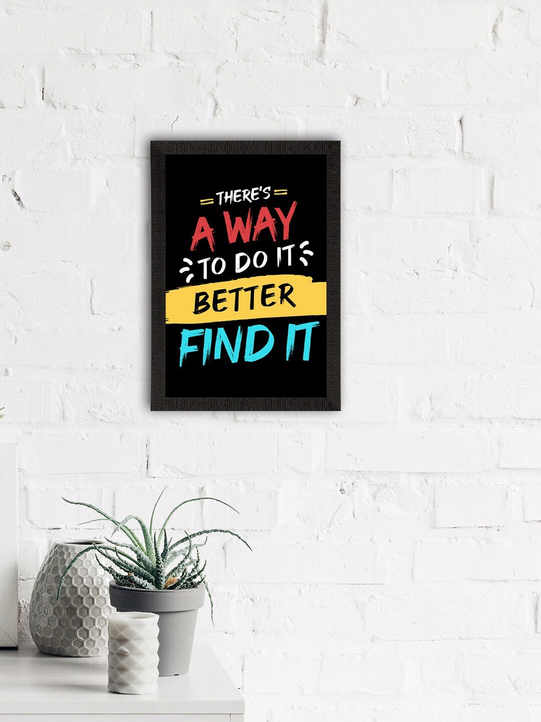

eCraftIndia Black & Red Motivational Quote Satin Matte Texture UV Wall Painting