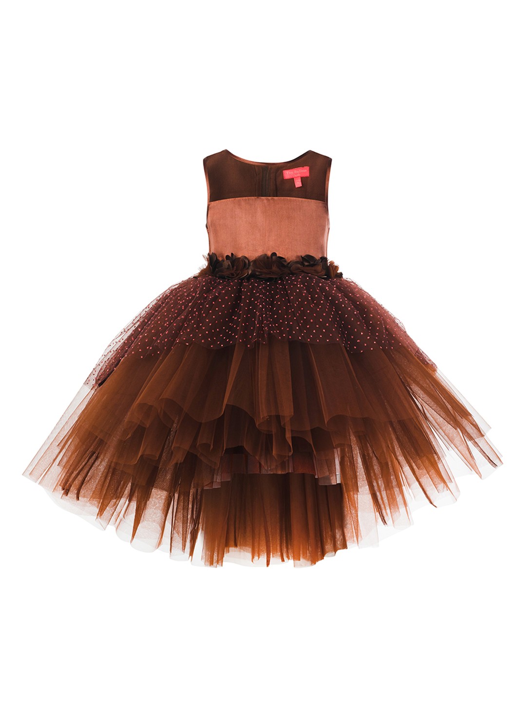 

Toy Balloon kids Girls Brown Embellished Net Fit & Flare Dress