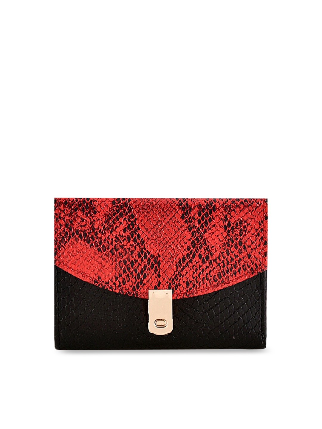 

Lychee bags Women Black & Red Animal Textured Colourblocked Two Fold Wallet