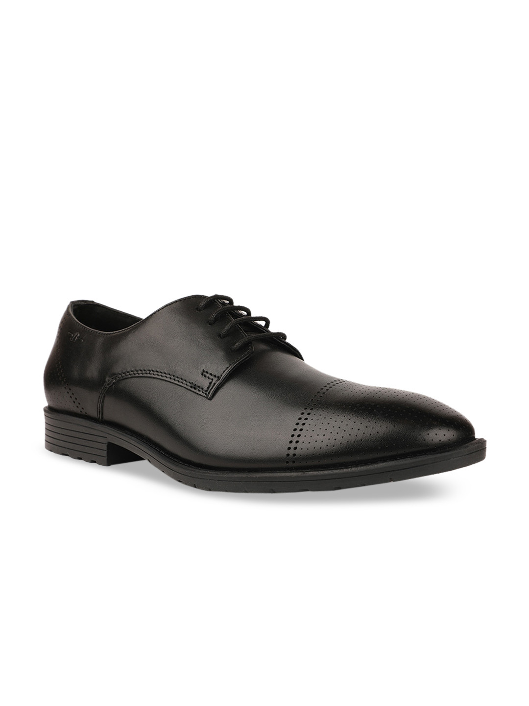 

Bata Men Black Solid Leather Formal Derbys
