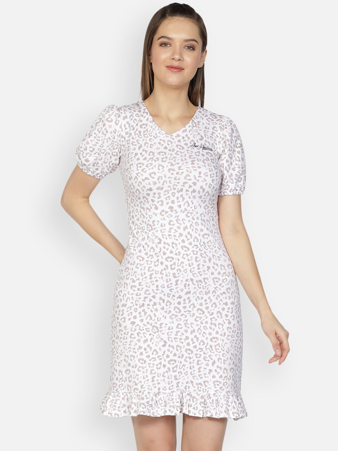

AGIL ATHLETICA Women White Printed A-Line Dress