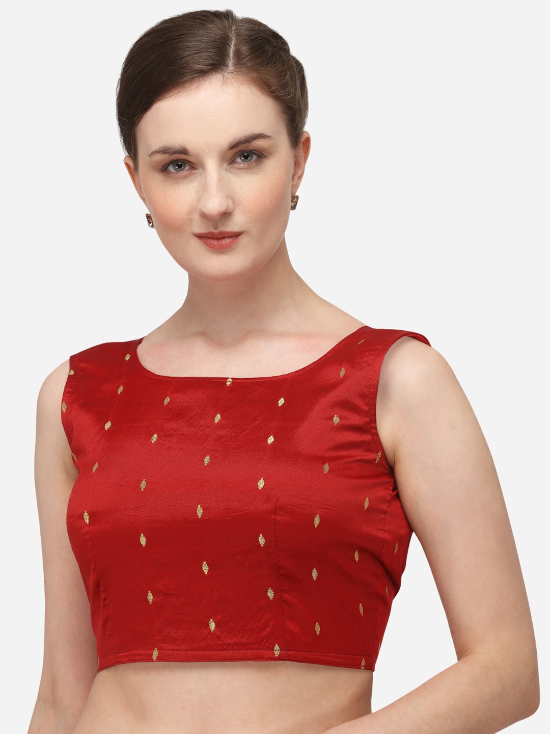 

Nanda Silk Mills Women Red & Gold Woven Design Saree Blouse