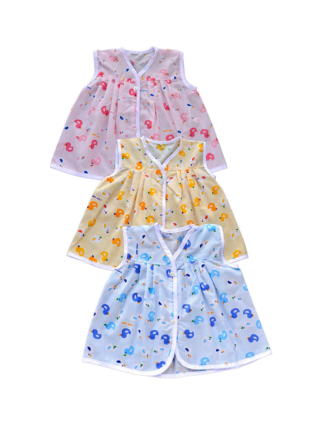

Little Angels Infant Girls Pack Of 3 Assorted Cotton Jhablas