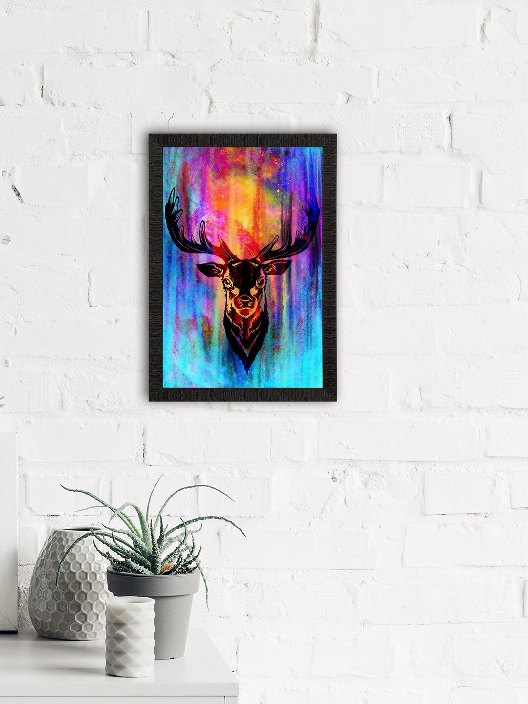 

eCraftIndia Multicoloured Reindeer Satin Matt Texture UV Art Painting, Multi