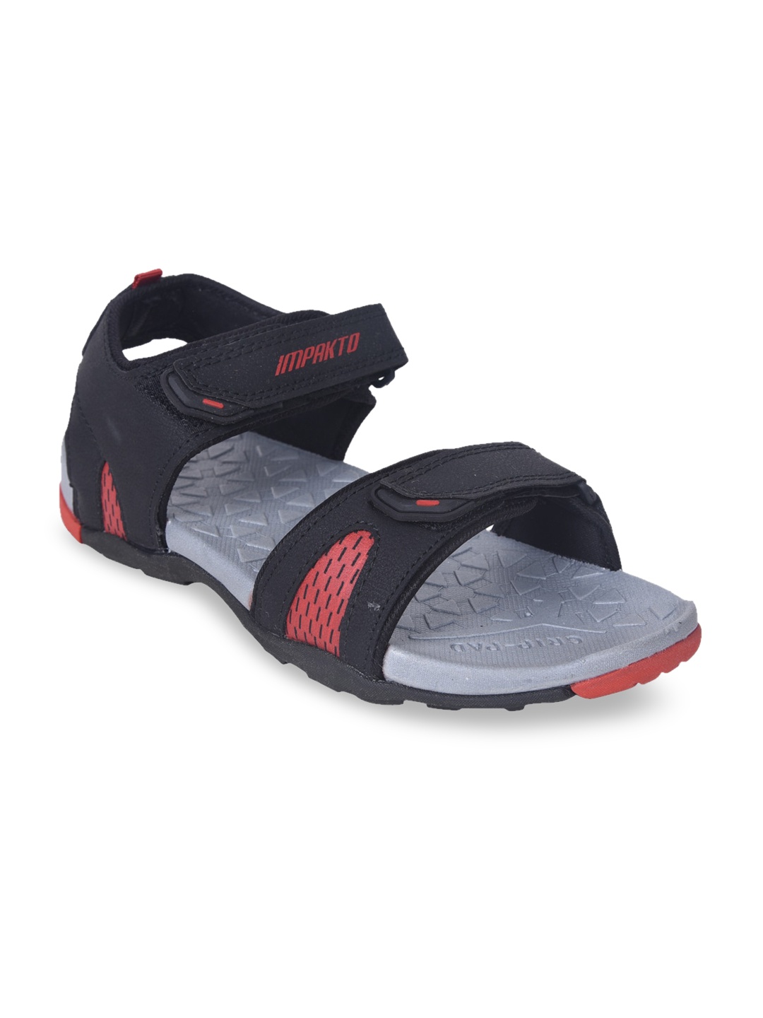 

IMPAKTO Men Red & Grey Colorblocked Sports Sandals