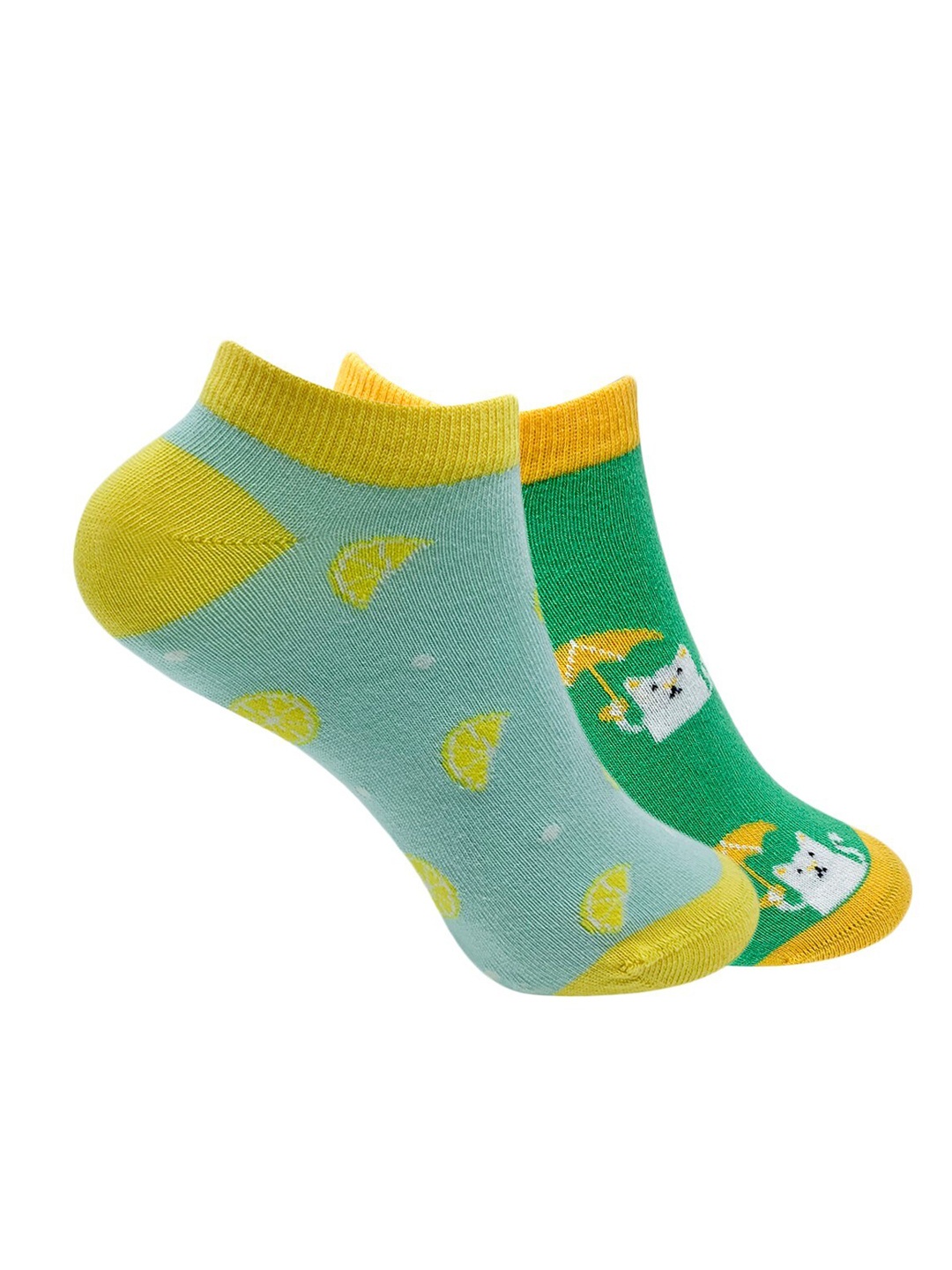 

Mint & Oak Women Pack Of 2 Printed Ankle-Length Socks, Green