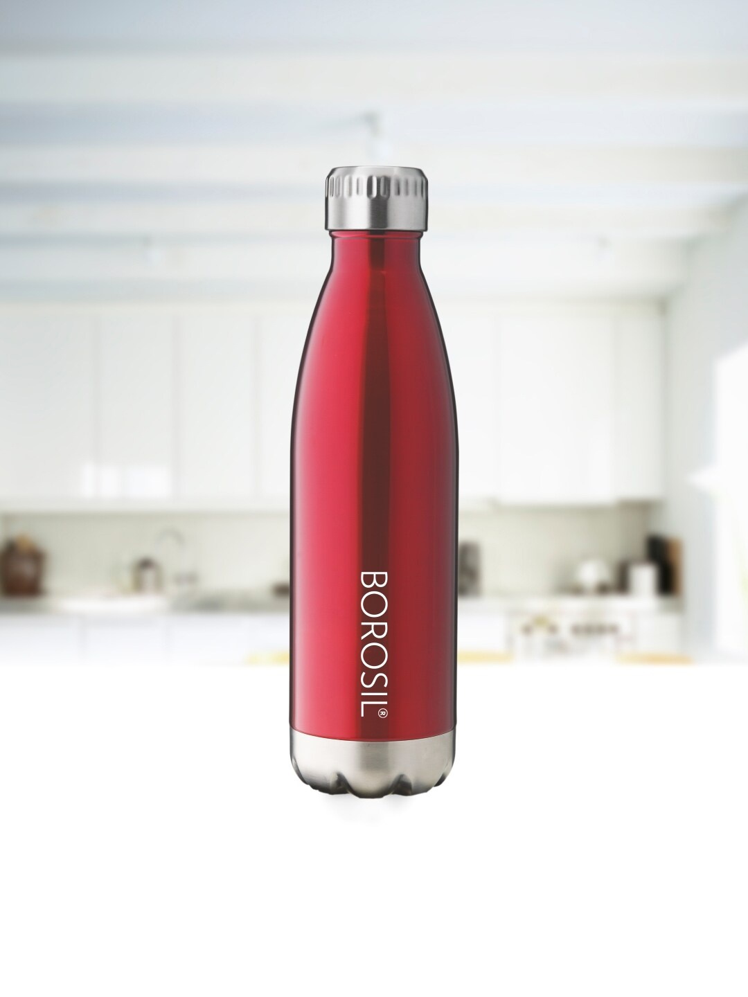 

BOROSIL Bolt Trans Steel Double Wall Vacuum Insulated Bottle 750ml, Red