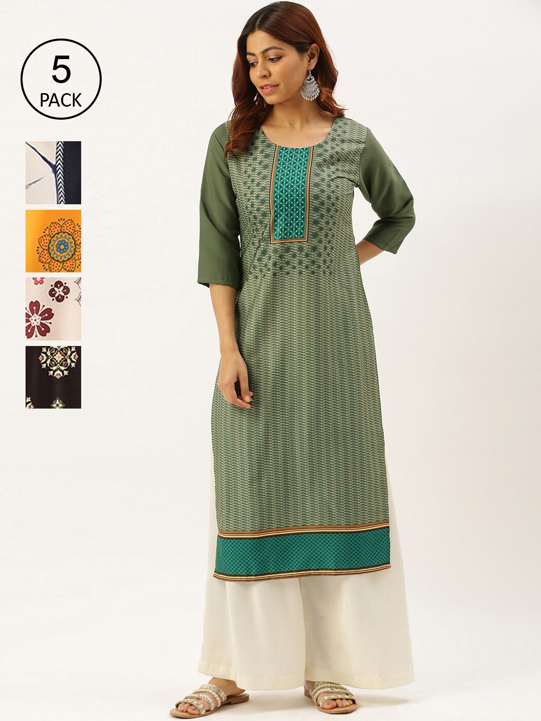 

7Threads Women Pack Of 2 Geometric Printed Kurta, Multi