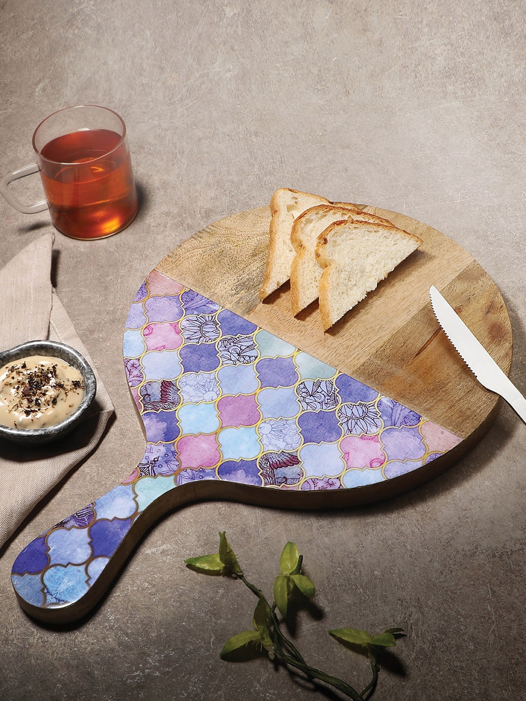 

WOODSMYTHS Unisex Purple & Brown Printed Exotic Moroccan Half Decal Chopping Board