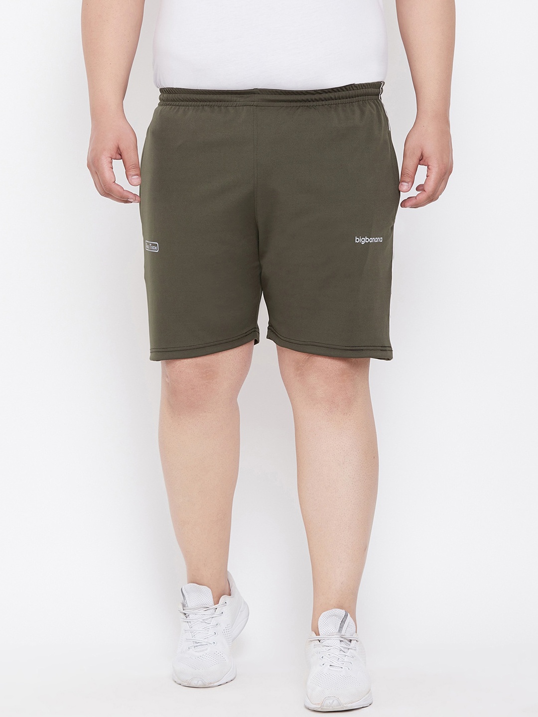 bigbanana Men Olive Green Solid Regular Fit Shorts