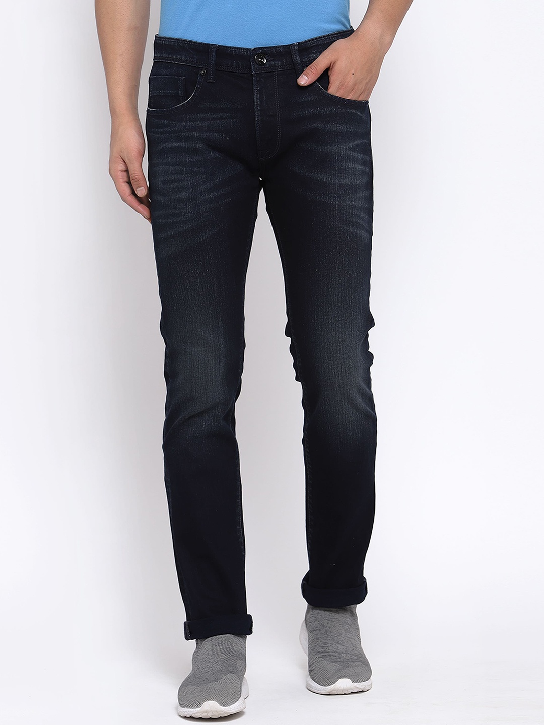 

Pepe Jeans Men Navy Blue Slim Fit Low Distress Light Fade Stretchable Jeans
