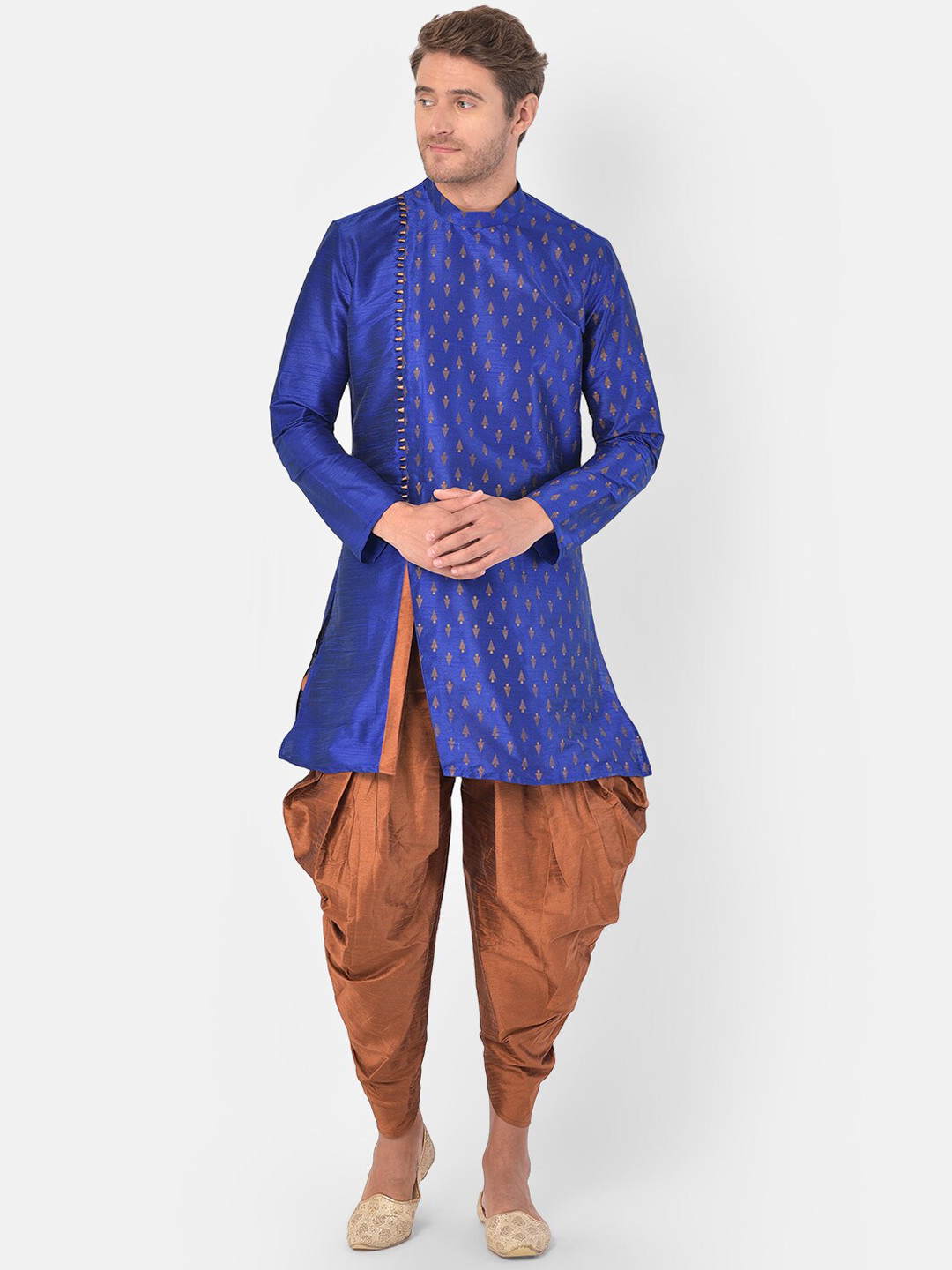 

DEYANN Men Blue Ethnic Motifs Thread Work Kurta