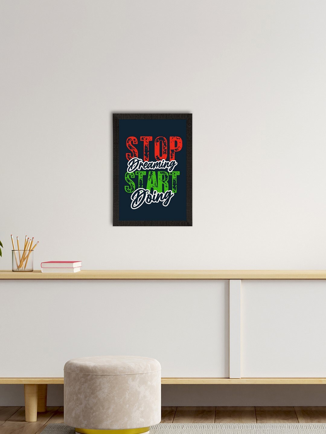 

eCraftIndia Navy Blue & Red Motivational Quote Satin Matte Texture UV Wall Painting