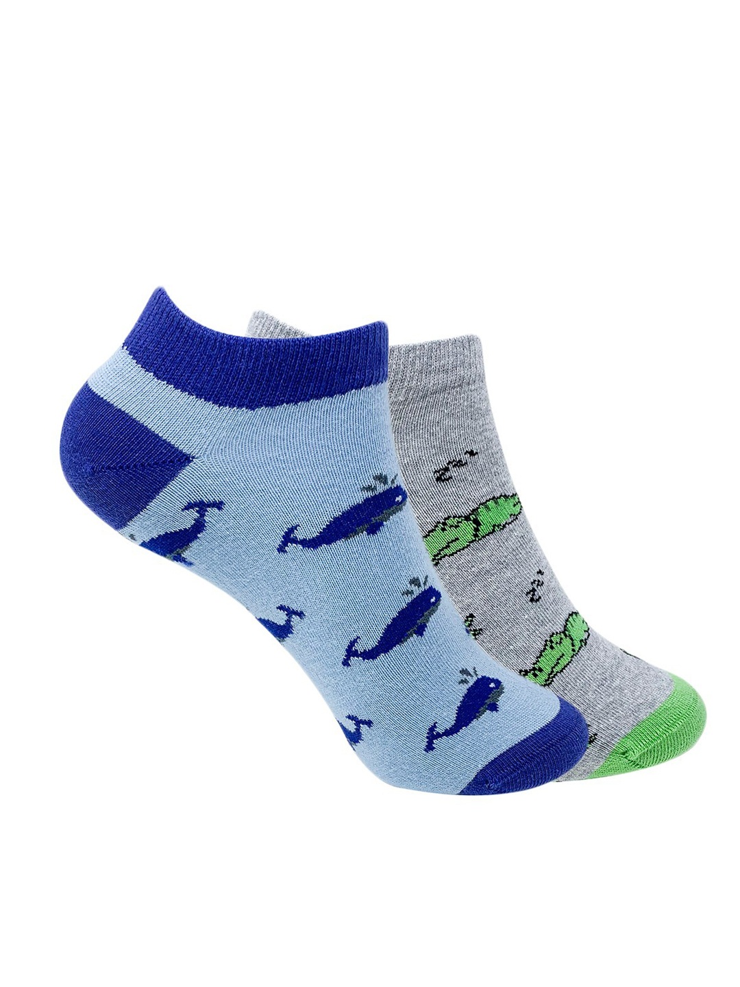 

Mint & Oak Women Pack of 2 Patterned Ankle-Length Socks, Blue