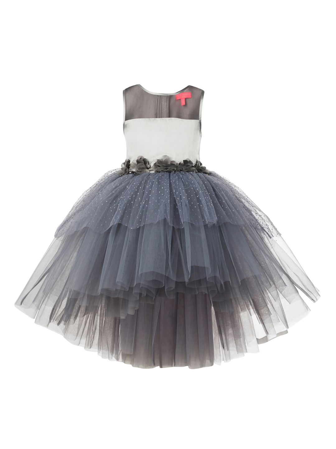 

Toy Balloon kids Girls Grey Embellished Net Fit & Flare Dress