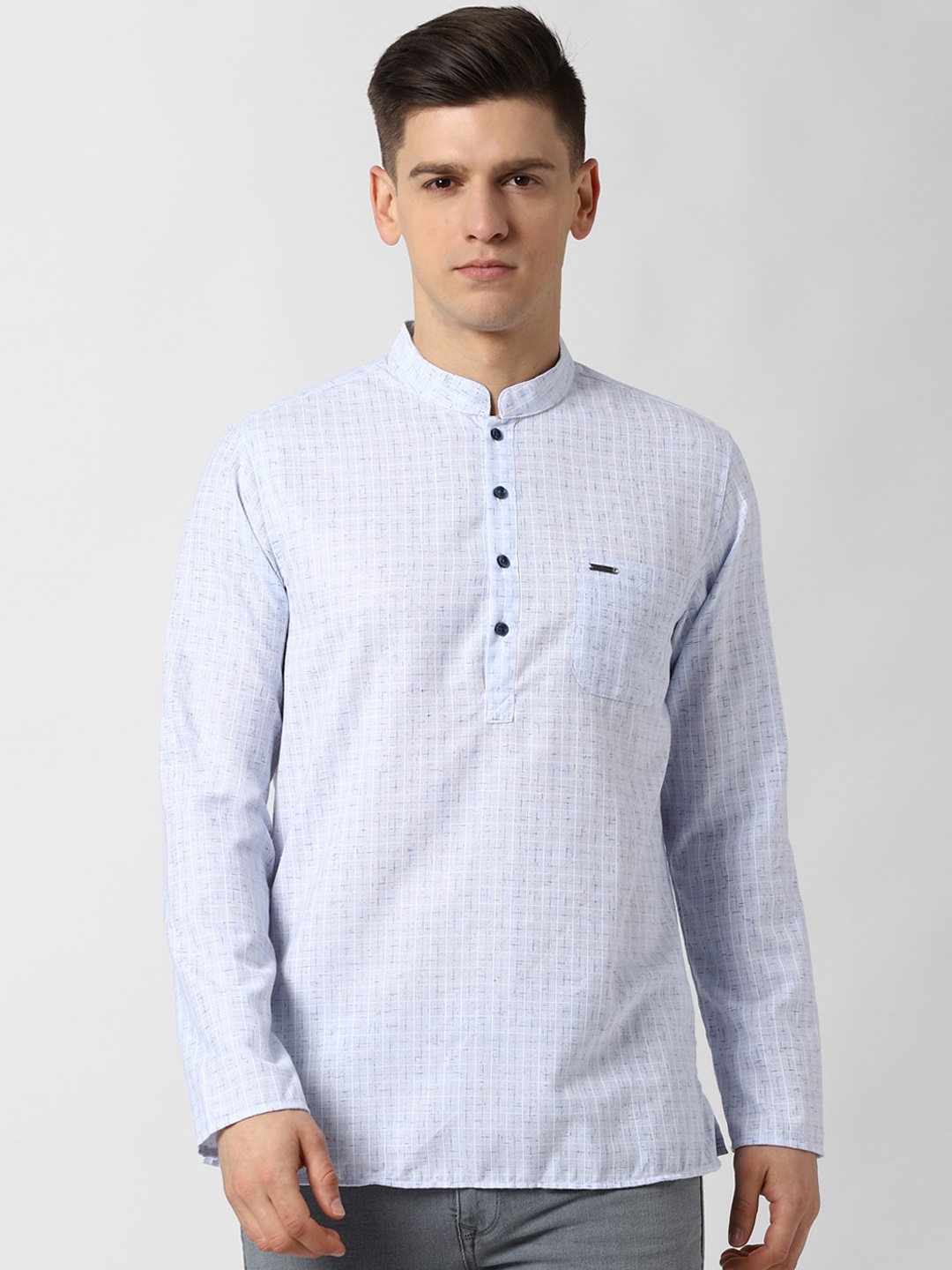 

Peter England Men Blue Chikankari Kurta