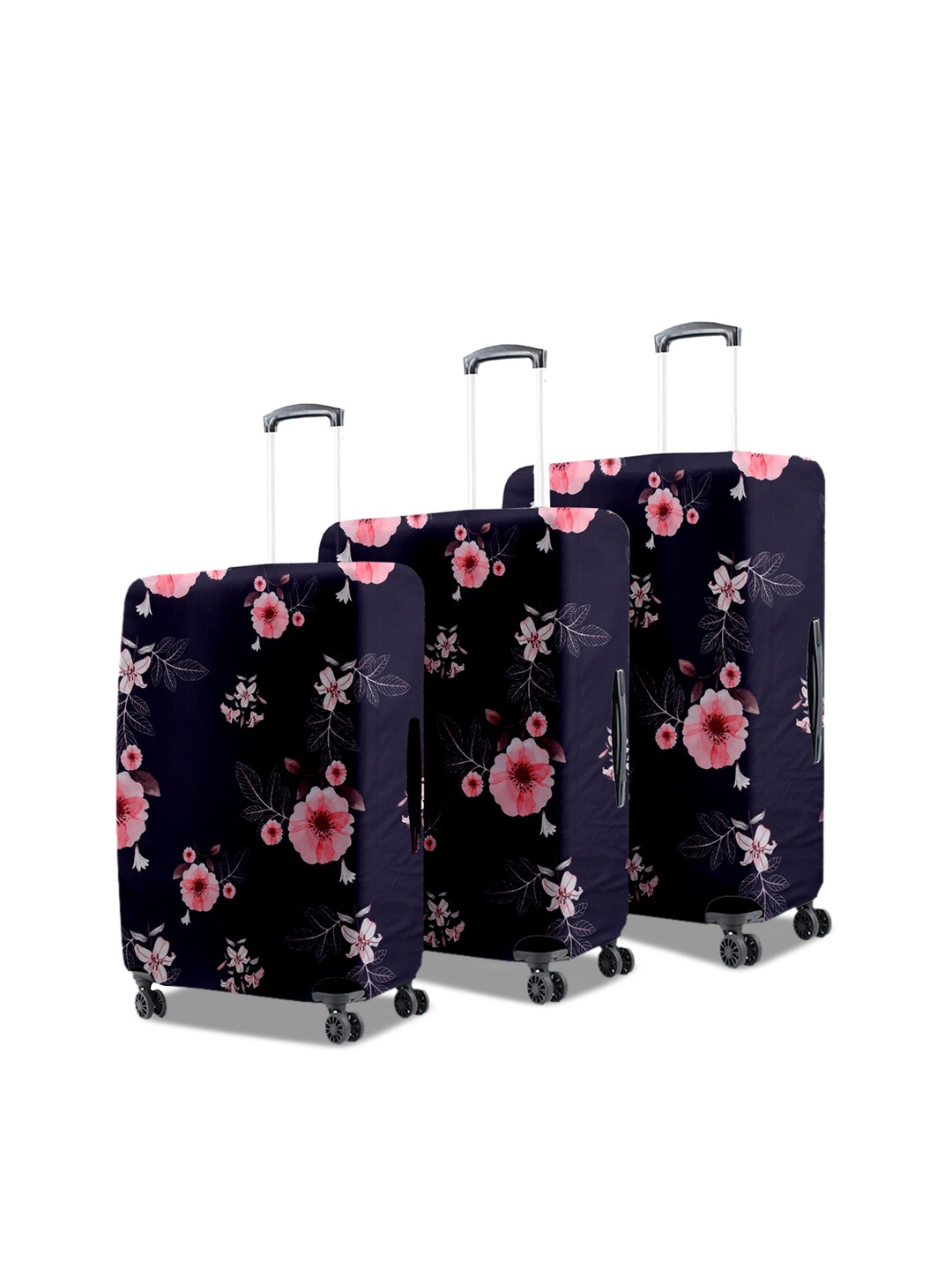 

Cortina Set Of 3 Maroon Printed Trolley Bag Covers, Multi