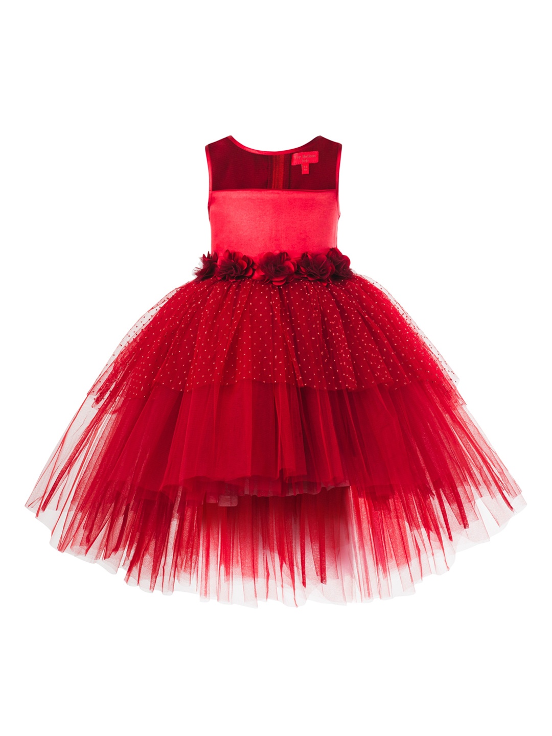 

Toy Balloon kids Girls Red Embellished Net Fit & Flare Dress
