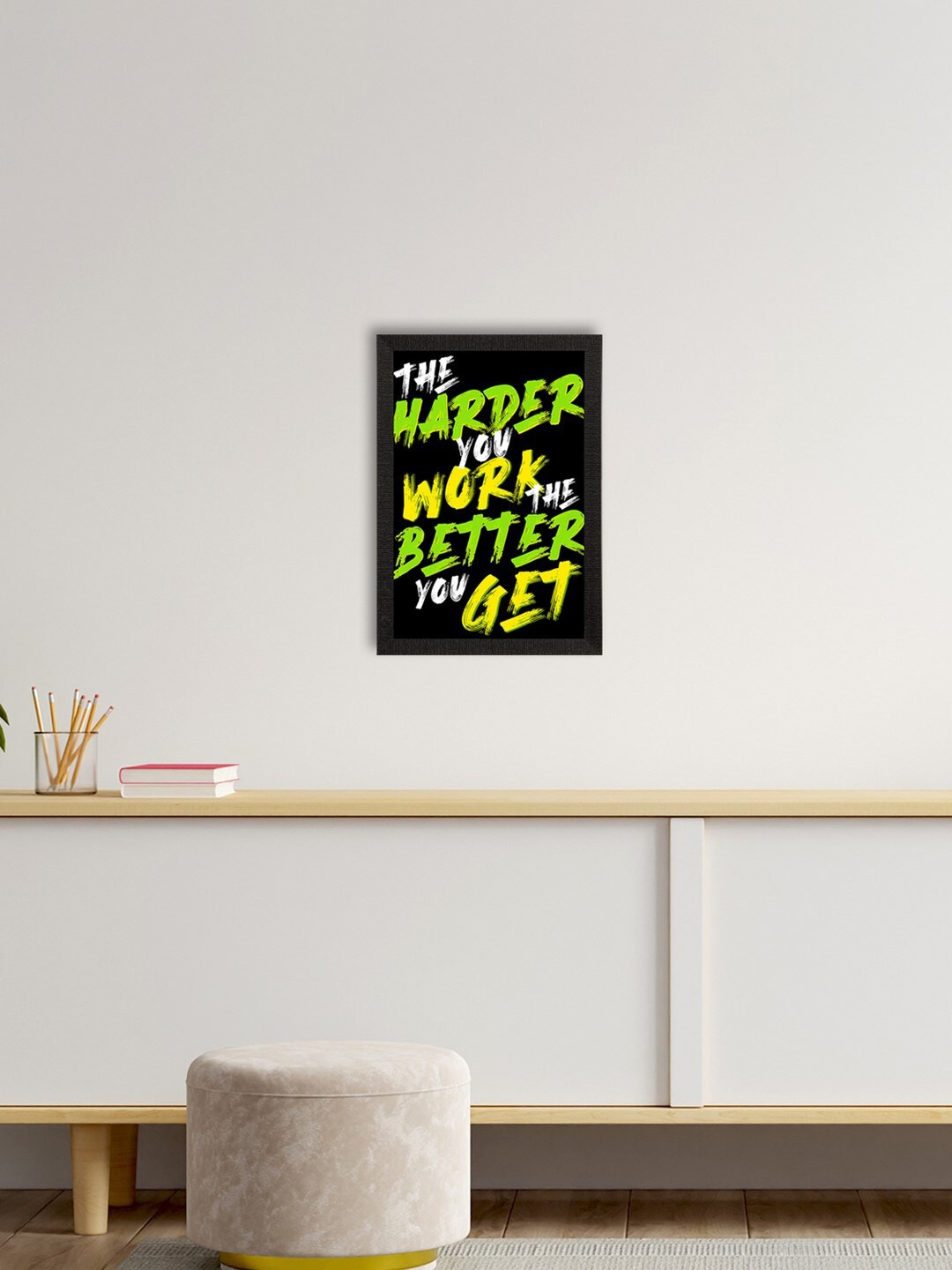 eCraftIndia Black & Green Motivational Quote Satin Matte Texture UV Wall Painting